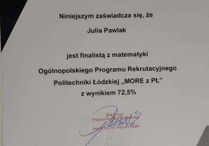 Finalistka Julia Pawlak